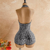 Leopard Sequin V Neck Romper GZIY-6396
