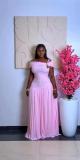 Off Shoulder Ruched Mesh Maxi Dress GADE-10391