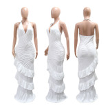 Solid Color Halterneck Backless Maxi Dress CYA-902437