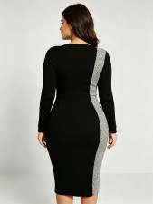 Plus Size Leopard Print Patchwork Midi Dress GAWE-6781