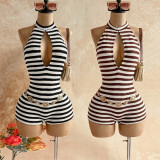Stripe Sleeveless Tie Up Romper GZIY-6398