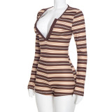 Stripe Print Long Sleeve Romper MXBF-J26RP336