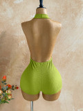 Halterneck Deep V Neck Romper GZIY-6399