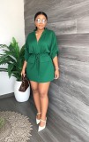 Loose V Neck Tie Up Mini Dress GADE-2546
