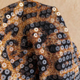 Leopard Sequin V Neck Romper GZIY-6396