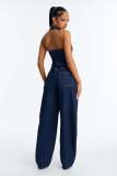 Fashion Halterneck Denim Jumpsuit LX-6205