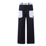 Plus Size Retro Embroidered Contrast Color Jeans GYLN-7054