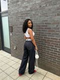 Plus Size Retro Embroidered Contrast Color Jeans GYLN-7054