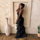 Solid Color Halterneck Backless Maxi Dress CYA-902437
