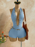 Halterneck Deep V Neck Romper GZIY-6399