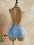 Halterneck Deep V Neck Romper GZIY-6399