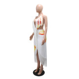 Sleeveless Print Tassel Maxi Dress CYA-902452
