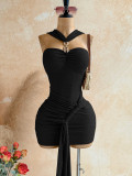 Solid Color Sleeveless Ruched Mini Dress GZIY-6515