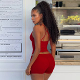 Sport Solid Color Yoga Two Piece Shorts Set GPKJ-MR51322