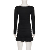 V Neck Lace Patchwork Mini Dress GPKJ-MR51131