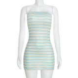 Stripe Print Tube Top Bodycon Dress GSZM-D26DS286