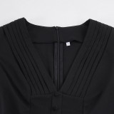 Deep V Neck Long Sleeve Mini Dress GPKJ-MR49373