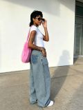 Plus Size Letter Embroidery Loose Jeans GYLN-0064