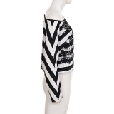 Stripe Loose Letter Print T Shirts GPKJ-MR41661