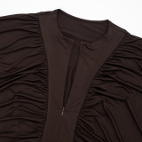 Long Sleeve Zipper Solid Color Mini Dress GSZM-C26DS314