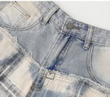 Plus Size Plaid Holes Patchwork Jeans GYLN-5003