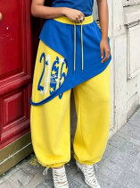 Digital Printed Color Block Fake Two-piece Sweatpants GYLN-0219