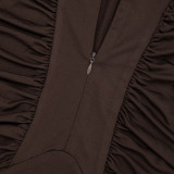 Long Sleeve Zipper Solid Color Mini Dress GSZM-C26DS314