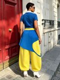 Digital Printed Color Block Fake Two-piece Sweatpants GYLN-0219