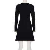Long Sleeve Hollow Out Mini Dress GPKJ-MR50862