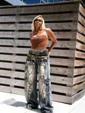 Plus Size Fashion 3D Chain Print Jeans GYLN-0928