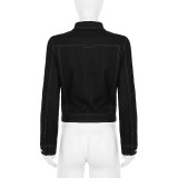 Imitation Denim Zipper Lapel Jacket GPKJ-MR50759