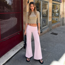 Stripe Half Sleeve Top Casual Pants 2 Piece Set GPKJ-MR50946