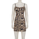 Leopard Print Spaghetti Straps Mini Dress GPKJ-MR51029