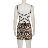 Leopard Print Spaghetti Straps Mini Dress GPKJ-MR51029