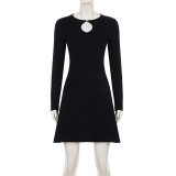 Long Sleeve Hollow Out Mini Dress GPKJ-MR50862