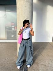 Plus Size Letter Embroidery Loose Jeans GYLN-0064