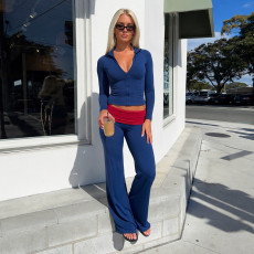 Sport Yoga Long Sleeve Top Stright Pants Suit GPKJ-MR51428