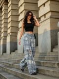 Plus Size Plaid Holes Patchwork Jeans GYLN-5003
