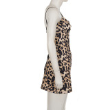 Leopard Print Spaghetti Straps Mini Dress GPKJ-MR51029