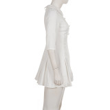 Half Sleeve Single Breasted Mini Dress GPKJ-MR50995