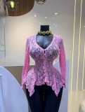Hollow Out Lace Irregular Shirt GCNE-75607