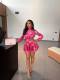 Long Sleeve Print Ruched Mini Dress GCNE-75613