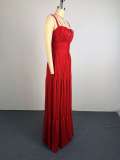 Solid Color Pleated Sling Maxi Dress GCNE-75478