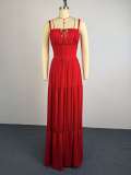 Solid Color Pleated Sling Maxi Dress GCNE-75478