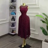 Sleeveless Solid Color Pleated Midi Dress GCNE-75674