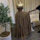 Solid Color Pleated Sling Maxi Dress GCNE-75478