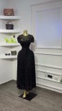 Lace Short Sleeve Slim Maxi Dress GCNE-75767