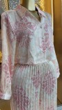 Lapel Long Sleeve Print Shirt Two Piece Pants Set GCNE-2026070212HK