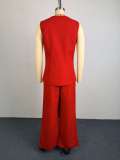 Sleeveless Solid Color Vest Two Piece Pants Set GCNE-73479