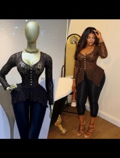 Hollow Out Lace Irregular Shirt GCNE-75607